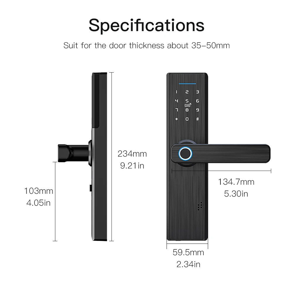 Moeshouse Tuya WiFi Multiple Unlocking Fingerprint Lock, Security Intelligent Smart Lock With Smart Life Password RFID Door Lock