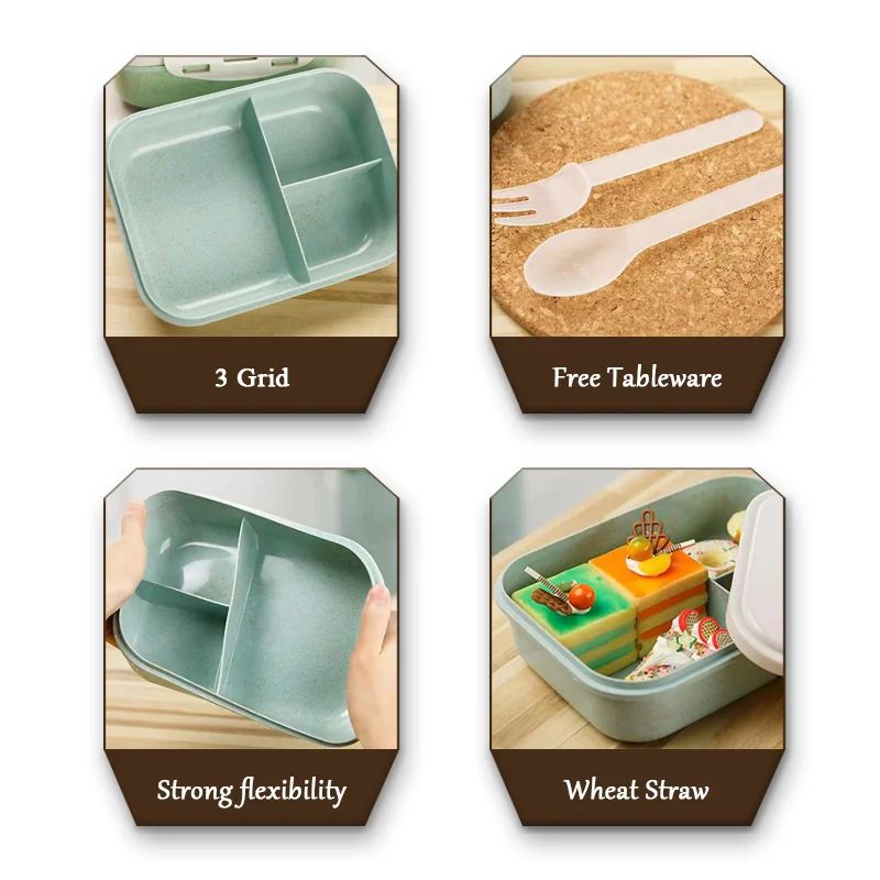 Милый Ланч-бокс для фотографий контейнер хранения в 3 ячейки герметичный