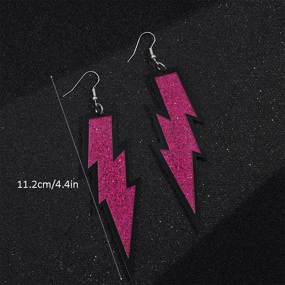 Серьги-подвески большого размера со сверкающими молниями в стиле ретро