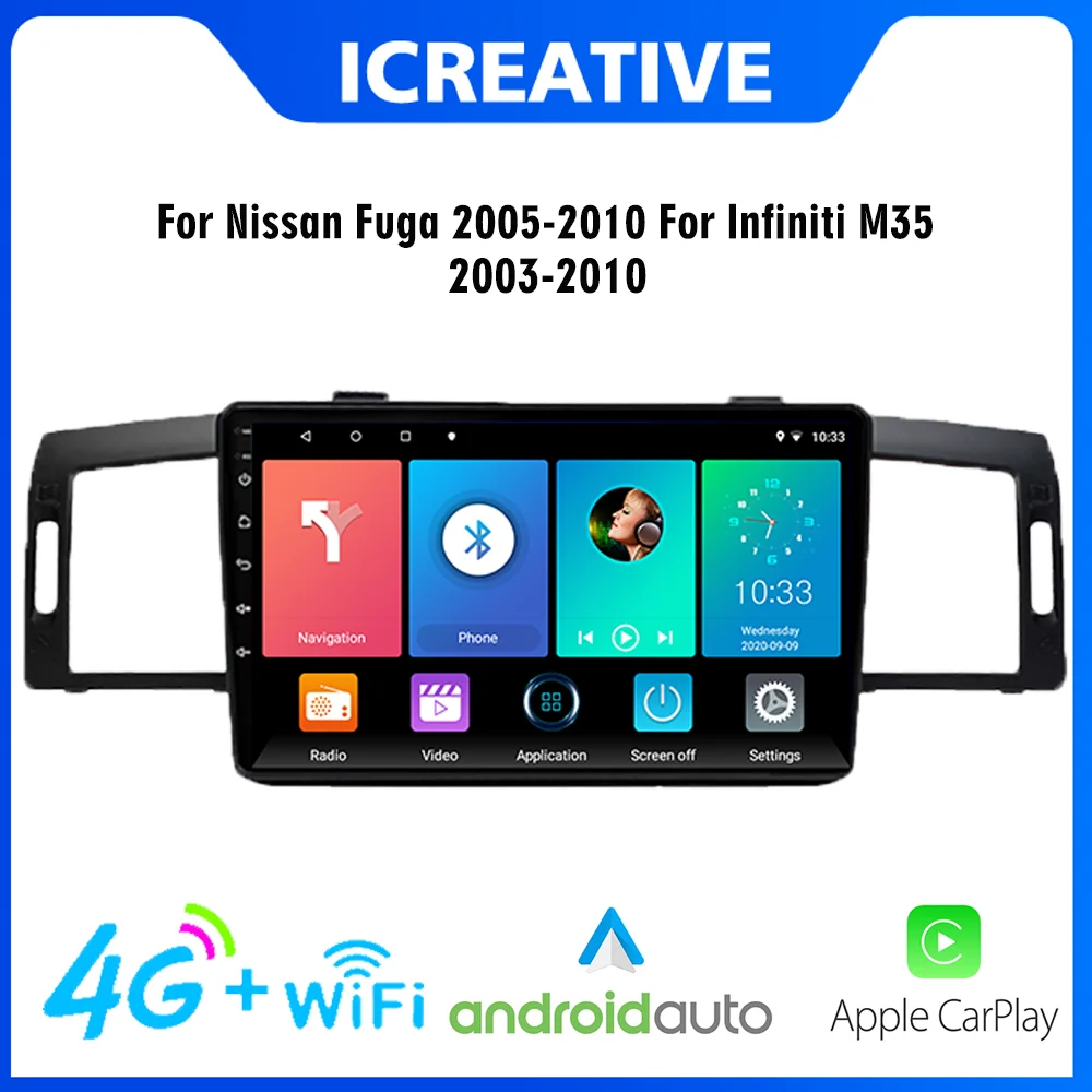 

2 Din Android 4G Carplay Car Multimedia Player For Nissan Fuga 2005-2010 For Infiniti M35 2003-2010 9" Wifi Navigation GPS