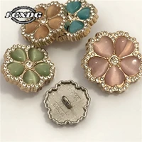 5pcs color flower buttons for shirt womens clothing decorative accessories metal buttons fashion diamond buttons for clothing