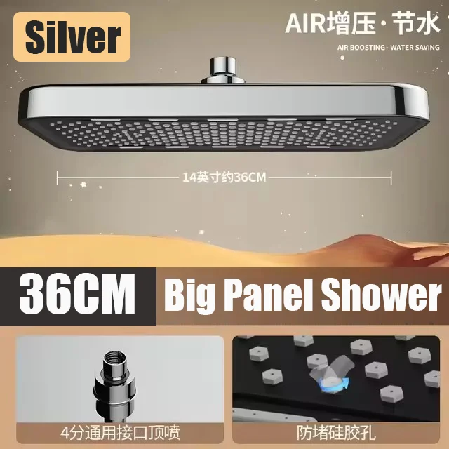 

36 см большая панель, большой поток, потолочный набор насадок для душа с наддувом, 3 режима, аксессуары для душа высокого давления с дождевой насадкой для ванной комнаты