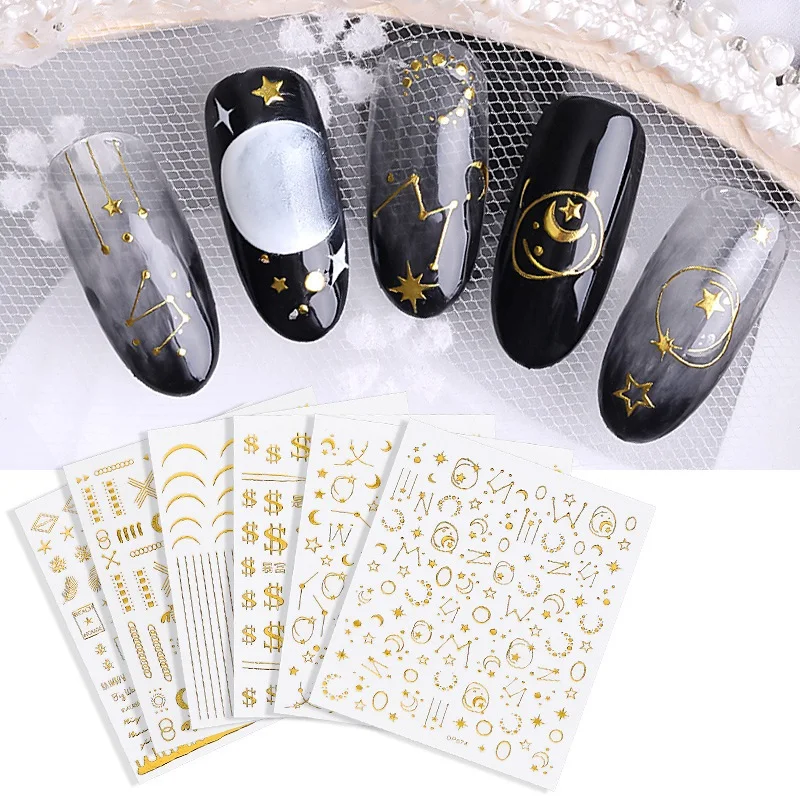 Arrival Nail Stikers Gold Silver 3D Sticker Strips Mixed DIY Foil Nails Decorations Decals Stickers Designer Studio | Красота и