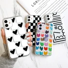 Чехол с акварельным граффити и сердечками для iPhone 13 Pro Max, прозрачный чехол для iPhone 11, 12 Mini, XR, X, XS, SE 2020, 7, 8 Plus, 6, 6S