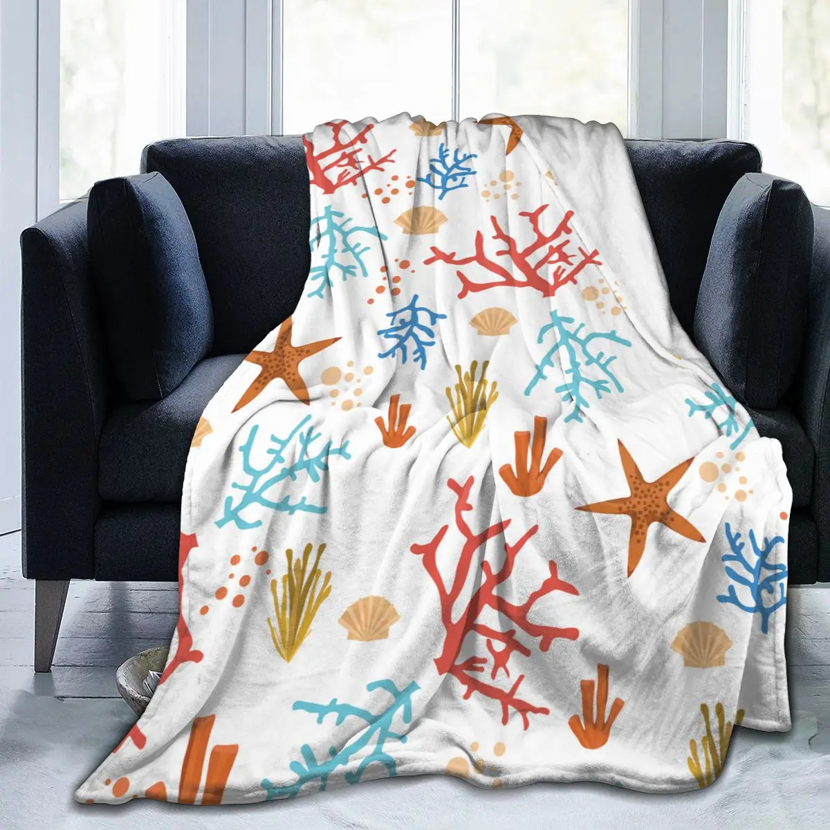 

Мягкое теплое фланелевое одеяло кораллового цвета с красочным принтом для путешествий, переносное зимнее тонкое одеяло для кровати и диван...