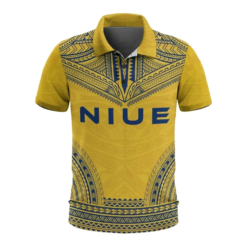 Niue Флаг Карта 3D Печать Рубашки Поло Для Мужчин Одежда NU Эмблема Хлопчики С