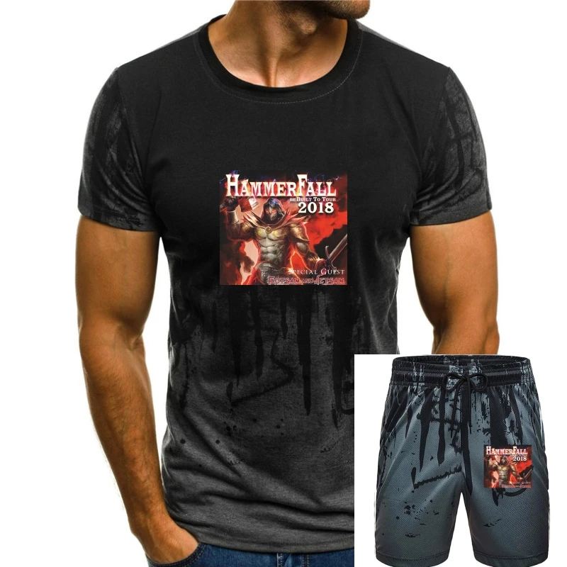 

New HammerFall Rebuilt To Tour 2018 Men's Black T-Shirt Size S To 3XL Sportswear Men Tops TEE Shirt