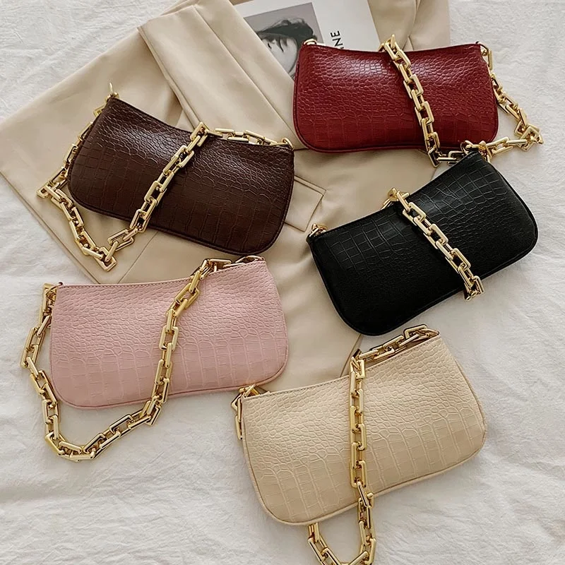 

Thick armpit chain shoulder bag fashion minimalist handbag female brand handbags for women small claws vintage hobos bag fres