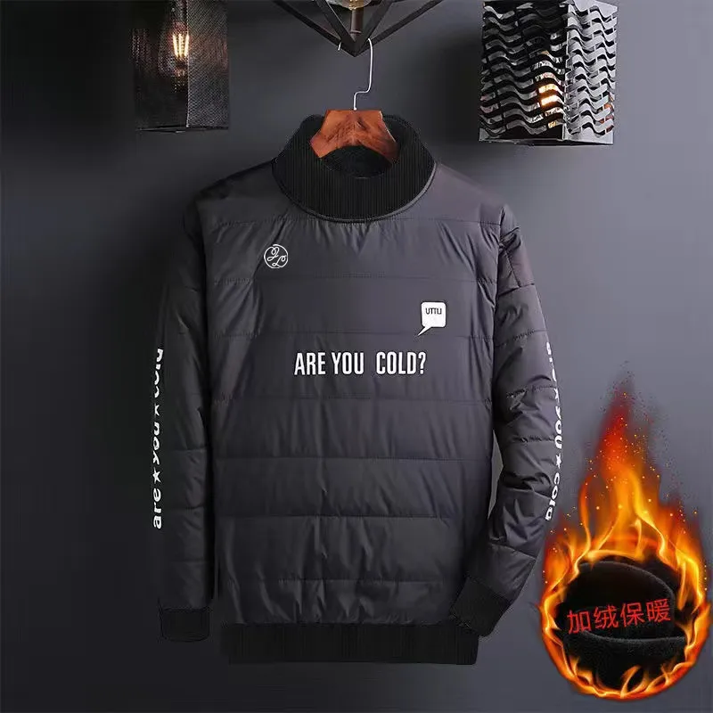 

Winter Warm Men's Golf Coats Round Neck Pullover Fashion Korea Casual Golf Wear Sportswear Light Soft Zip Cotton-padded Jacket
