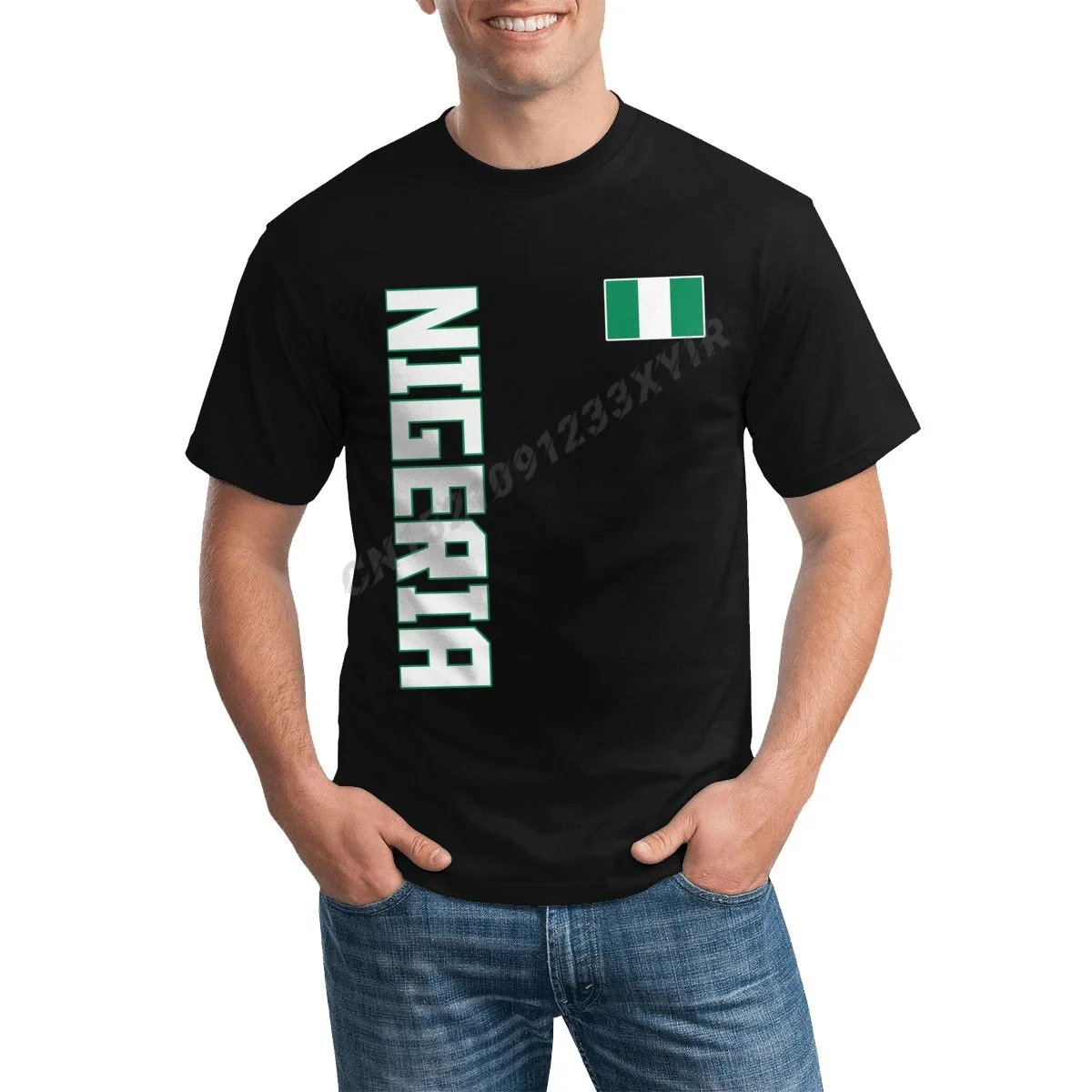 

Мужская футболка с принтом нигерийского флага, крутая футболка в нигерийском стиле, Мужская футболка из 100% хлопка, яркая футболка с круглым ...
