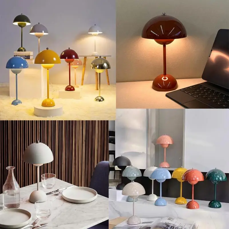 

LED USB Mushroom Table Lamp Recargable Desk Lamp Bedside Flower Bud Bedroom Table Night Lights Decoration Standlights