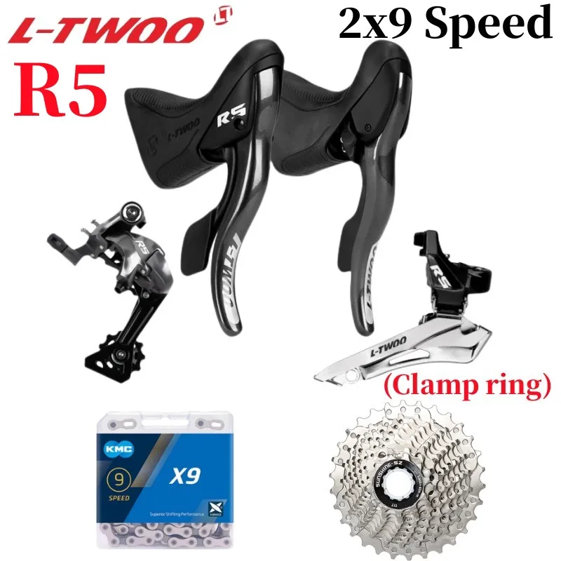 

LTWOO R5 2x9S Road Bicycle Groupset Shifter Rear Derailleur KMC X9 Chain 9V Sunshine 9S Cassette Freewheel for 18V R3000 K7 Kit