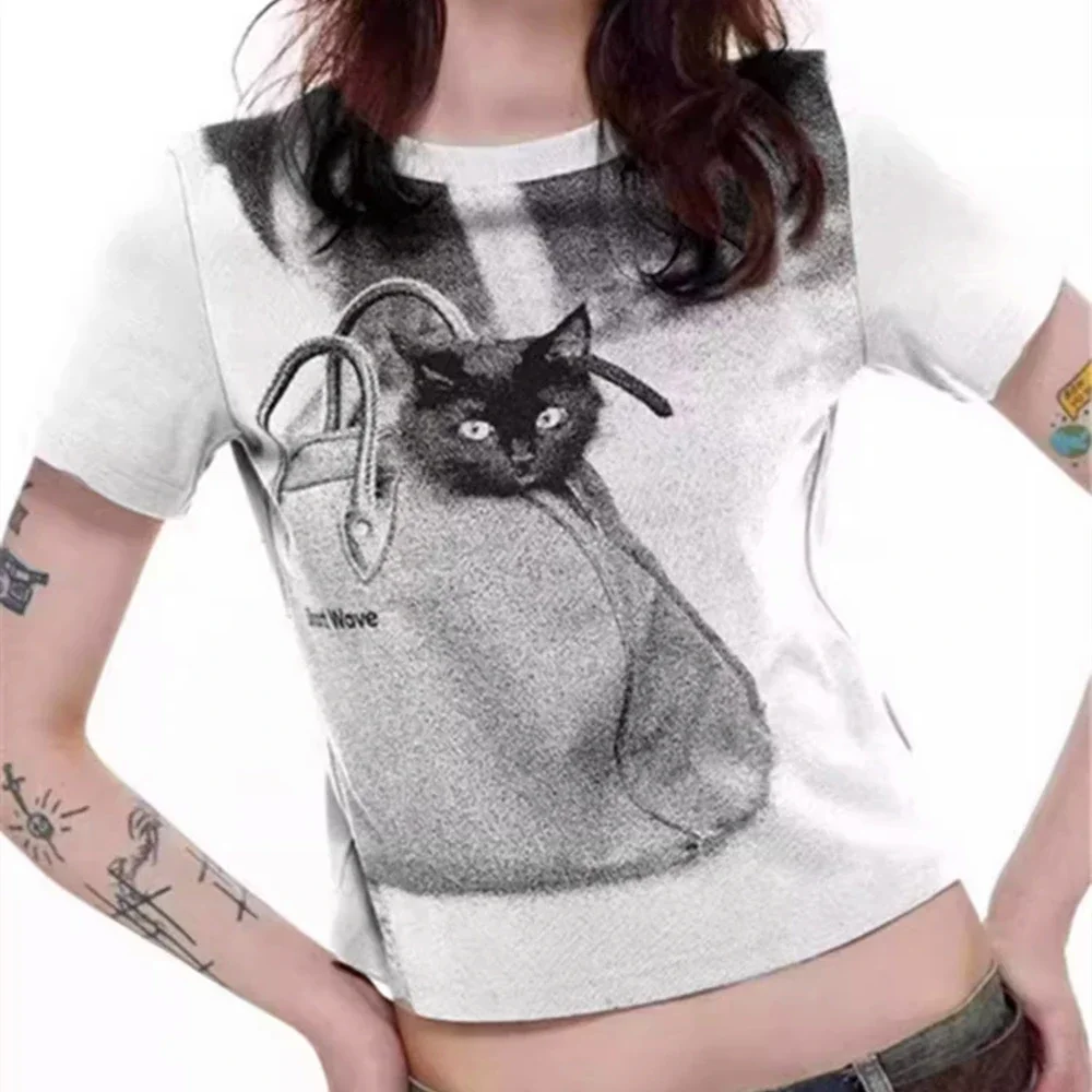 Футболка женская хлопковая с коротким рукавом в стиле ретро