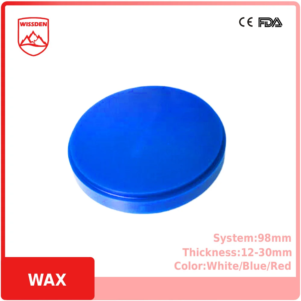 Wissden WAX Disc（8 Pieces）98,12-30mm White/Blue/Red Dental Lab Materials Open System CAD/CAM