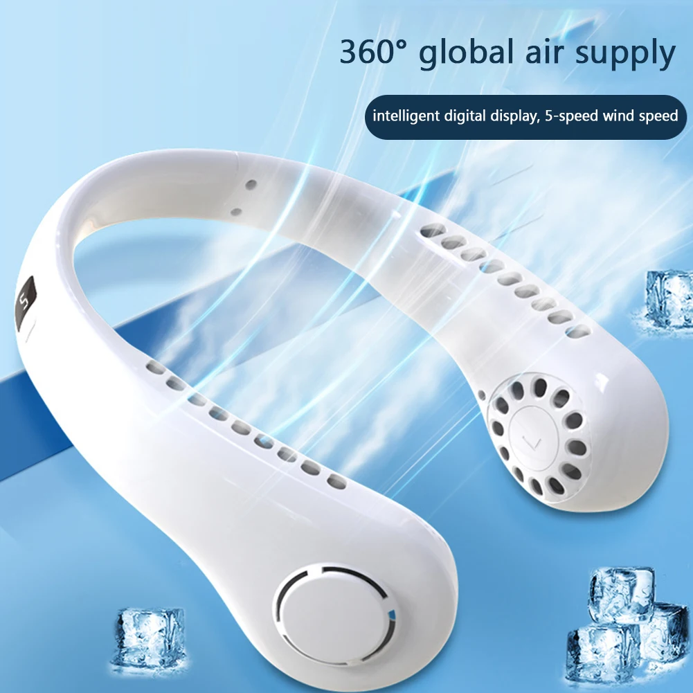 

Mini Hanging Neck Fan Portable Cooler Fan USB Leafless Neckband Fan Bladeless Mute Air Cooler Wearable Fans for Outdoor Sports