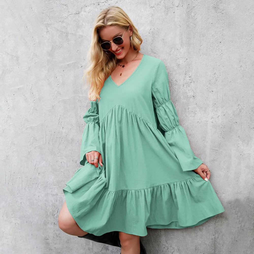 

Casual Loose Woman Dress Long Sleeve Spring Summer Vestido Dresses for Women