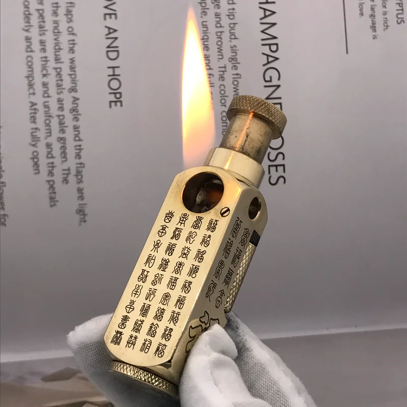 

Hand-made Carved Brass Flamidor Fenghaigou Kerosene Lighter Collection Vintage Gasoline Lighter Mens Giftnd-made Gadget for Men