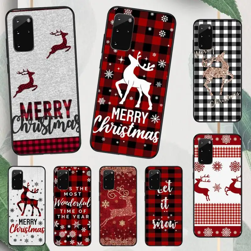 

Merry Christmas Elk Plaid New Year Gift Phone Case For Samsung galaxy A S note 22 52 21 20 53 51 71 12 13 10 32 50 fe ultra plus