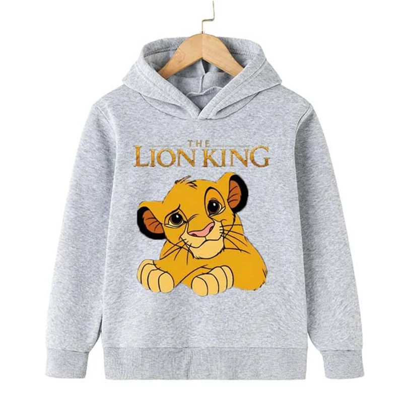 เด็กการ์ตูนสัตว์กราฟิก The Lion King Simba Hoodies การ์ตูนเด็กหญิงเด็กชายพิมพ์เสื้อกันหนาวเด็กเสื้อแขนยาว...