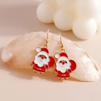 new statement christmas earrings for women cartoon santa claus drop earrings girls new year party jewelry gifts