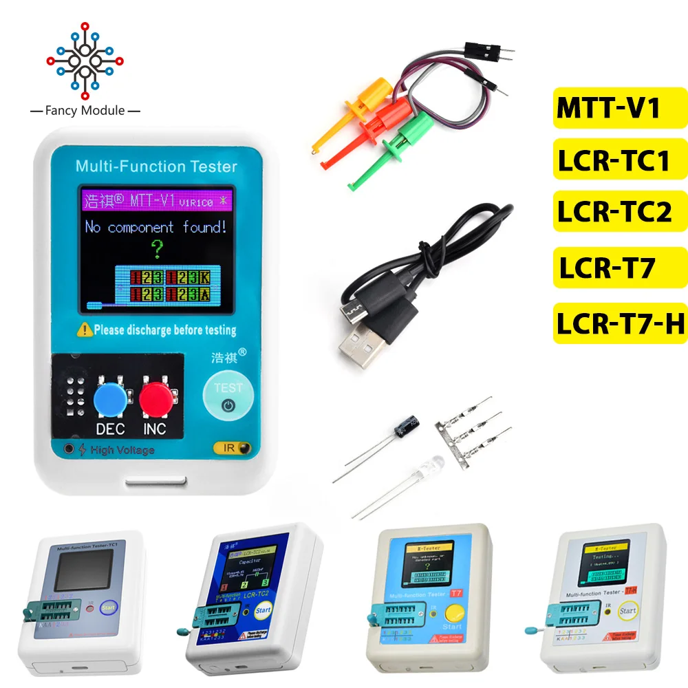 

MTT-V1 TCR-T7 LCR-TC1 LCD Transistor Tester High Precision Digital Diode Triode Capacitance Meter ESR MOS/PNP/NPN LCR MOSFET TFT