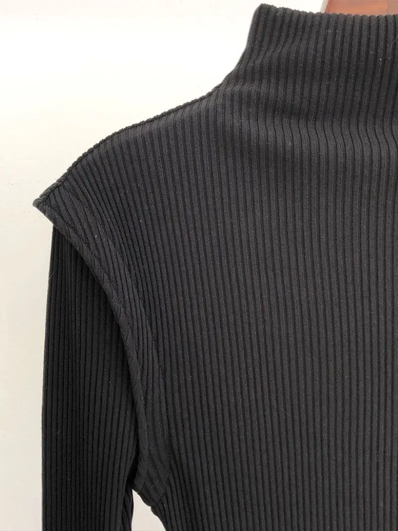

Women's Sweater Ribbed Stitching Long Sleeve Turtleneck Solid Color Simple Knitwears Pullover