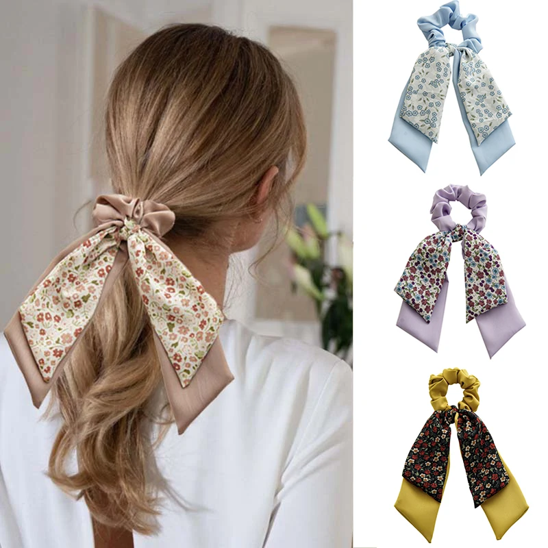 

Резинки для волос с цветочным бантом, многослойный бант, держатель для конского хвоста, кольцо для волос, милые аксессуары для волос, лента, ...