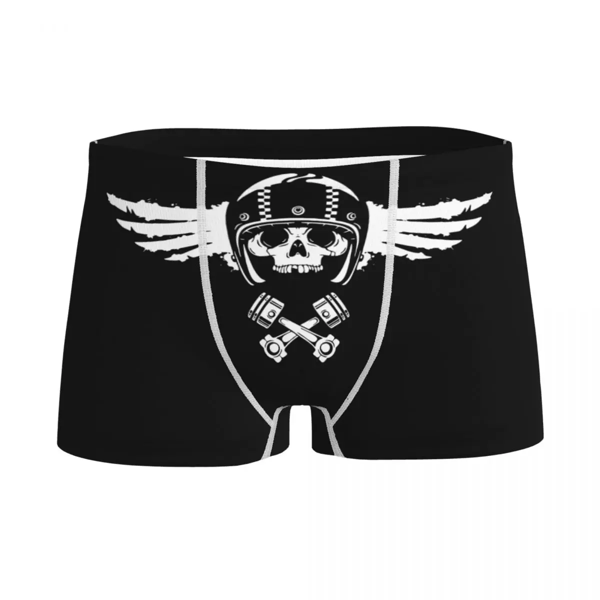 

Трусы-боксеры для мальчиков Biker Spirit мужские, хлопковые мотоциклетные трусы с черепами, тяжелый металл, модное нижнее белье
