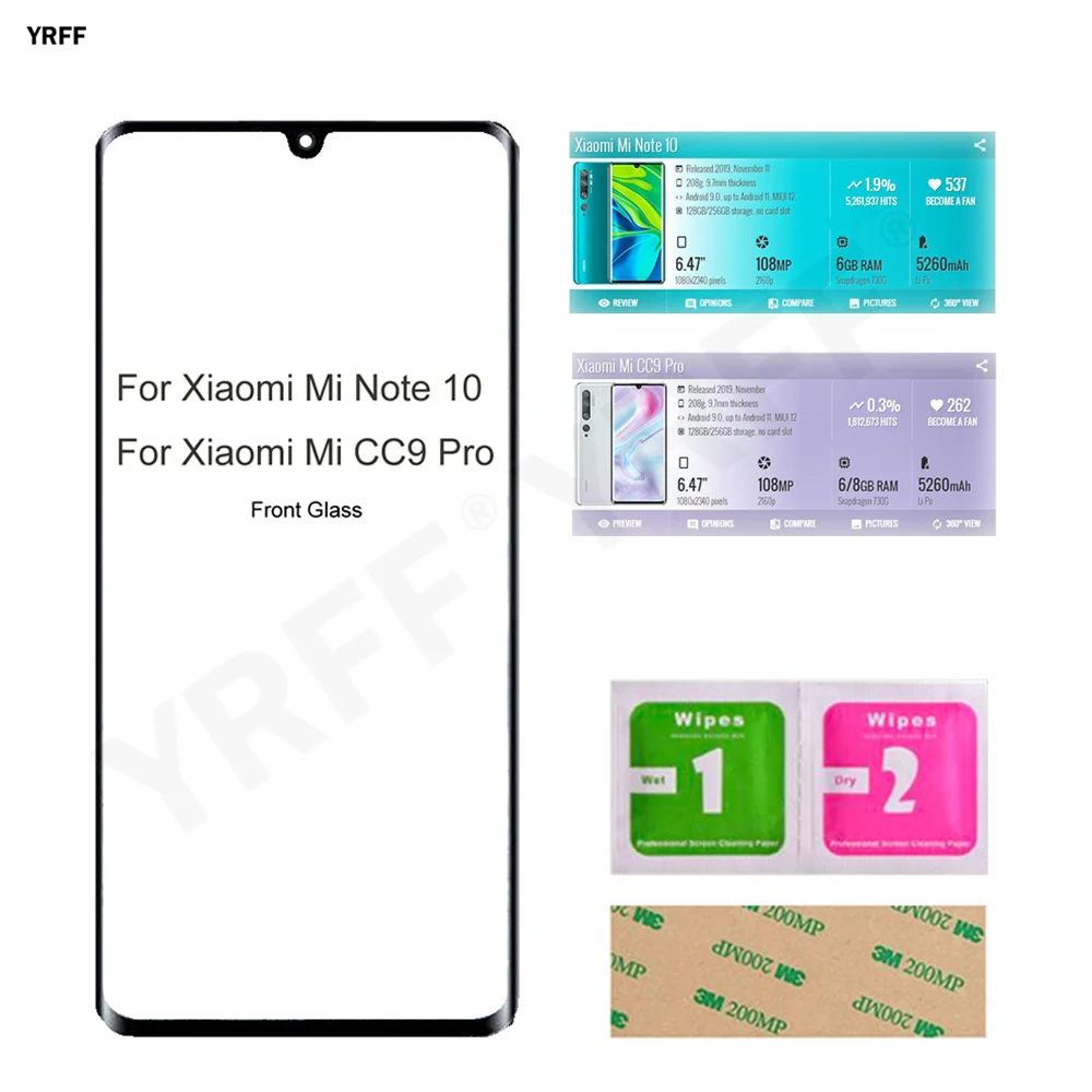 for xiaomi mi cc9 pro front glass touth panel for xiaomi mi note 10 no touch screen mobile phone repair assembly parts free global shipping