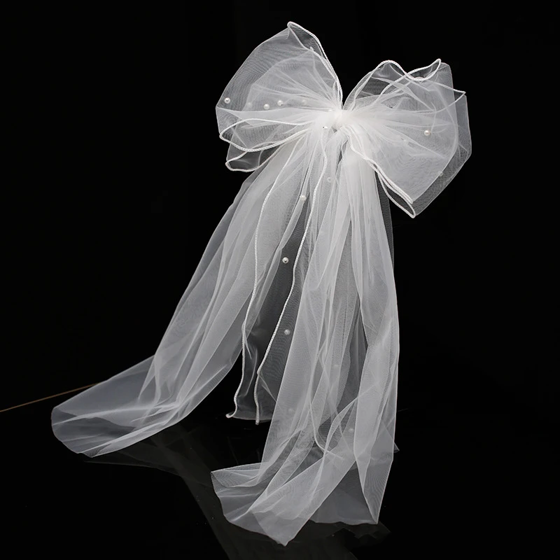 

Short Tulle Bridal Veils With Hair Clips 2 Tier Bowknot Wedding Veils Bride Marriage Hair Jewelry Headdress Wedding Accessories