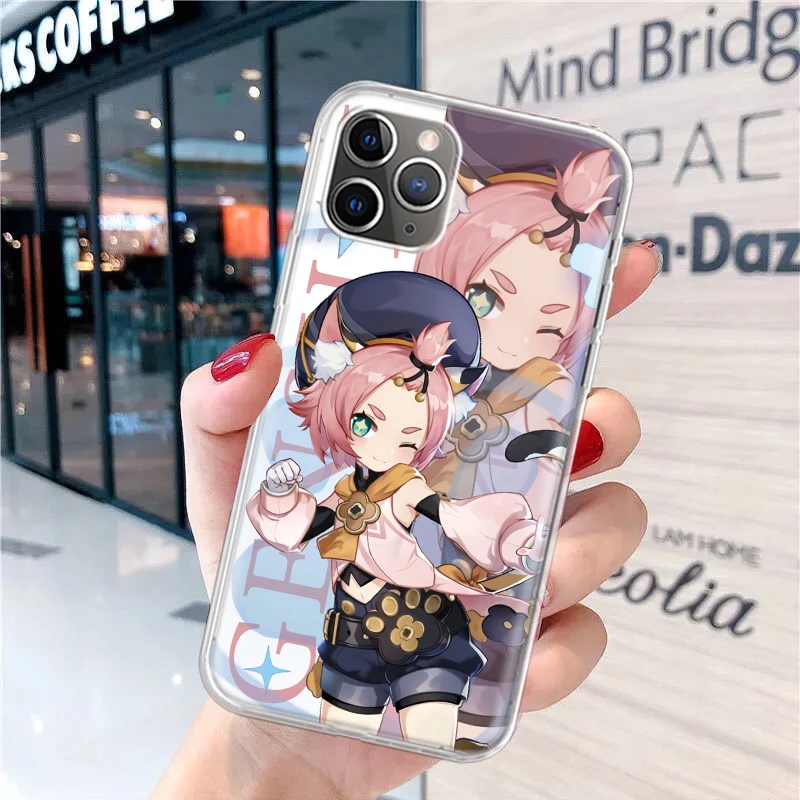 Мягкий чехол для телефона Genshin Impact с аниме iPhone 15 14 13 12 11 Pro Max 7 Plus Mini Apple XS XR X SE 2020 8 +