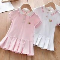 girls baby dress summer new childrens polo lapel dress little girl sports pleated skirt princess dress 2 4 6y