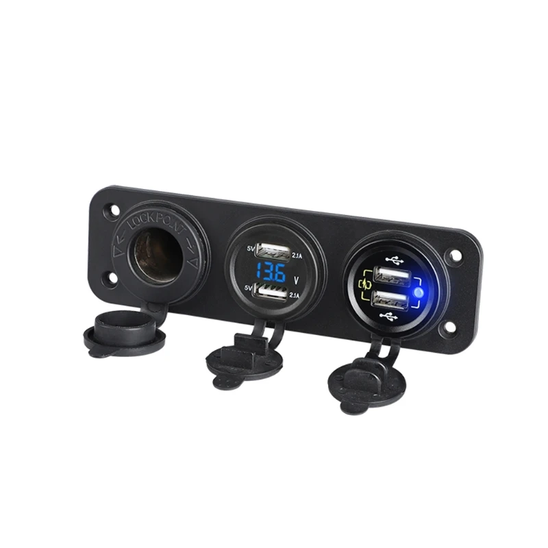 

Автомобильное зарядное устройство 918B с 4 USB-портами QC3.0 12В-24В, автоматическая панель адаптера, Мини светодиодный вольтметр, гнездо, быстрая з...