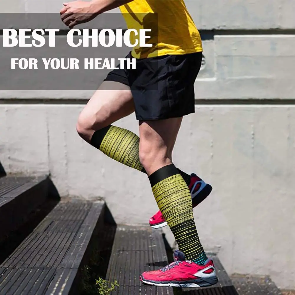 Graduated Medical Compression Socks for Women Men Circulation 15-20mmhg-Best Support for Running Nursing Hiking Long Tube Socks