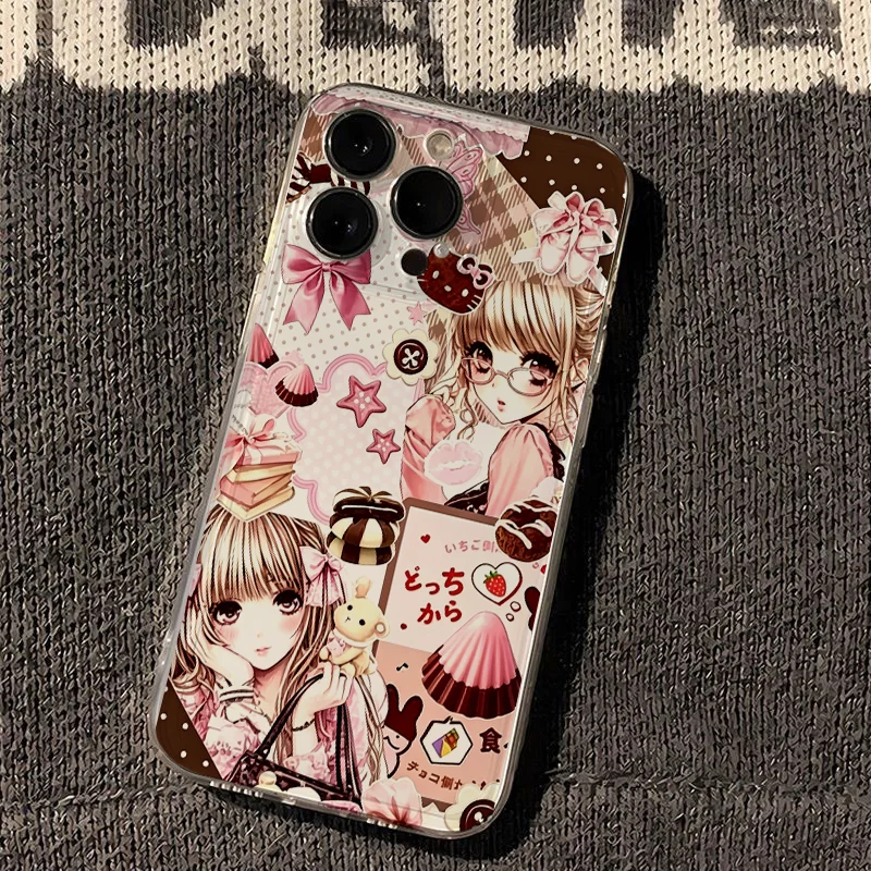 Фото Прозрачный противоударный тонкий защитный чехол Nekopara Chocola Vanilla Decora Anime для iPhone 17 Pro Max 11-16 XR 7 8 Plus №2