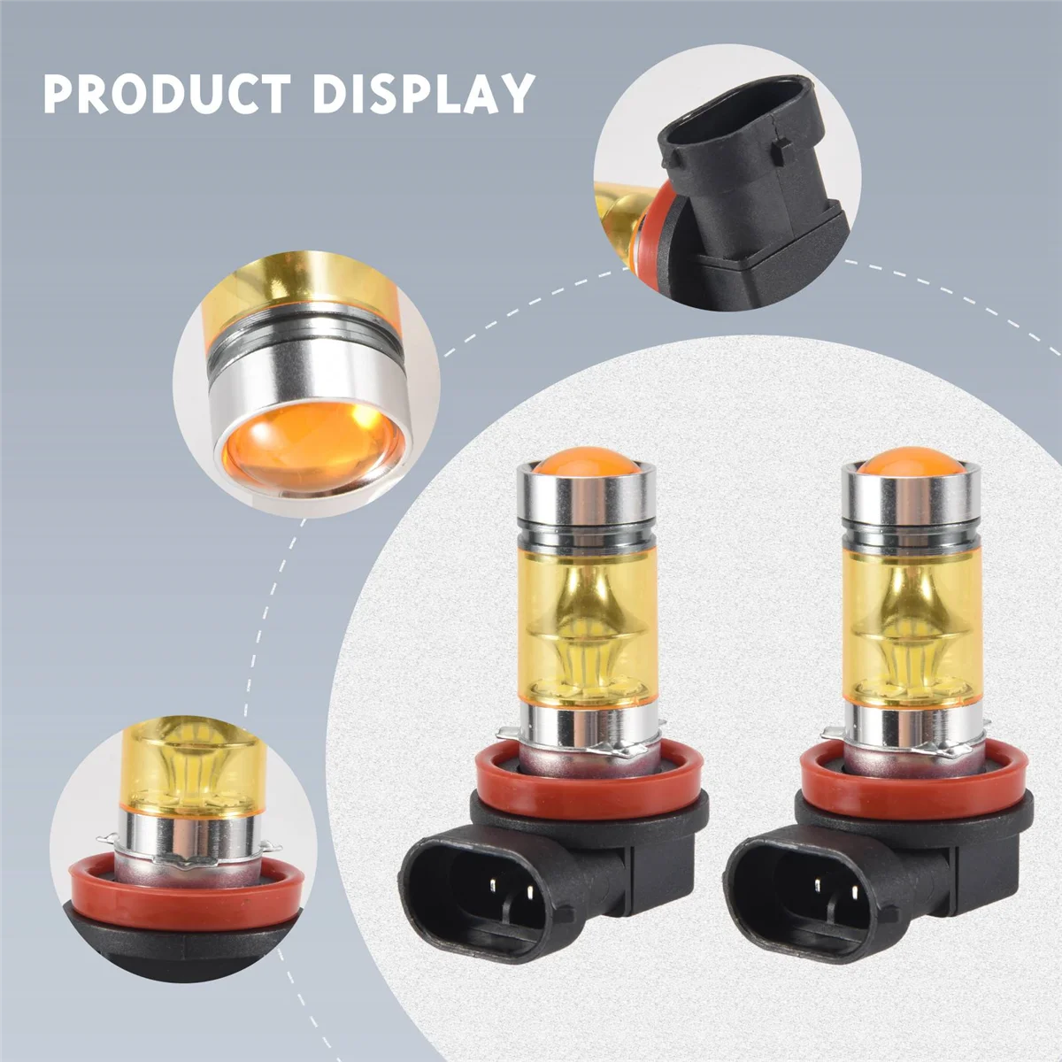 2 X светодиодные лампы высокой мощности 100 Вт H8 H11 желтая противотуманная лампа 2828