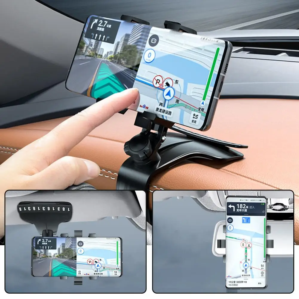 Автомобильный держатель для телефона с креплением на приборную панель поворот