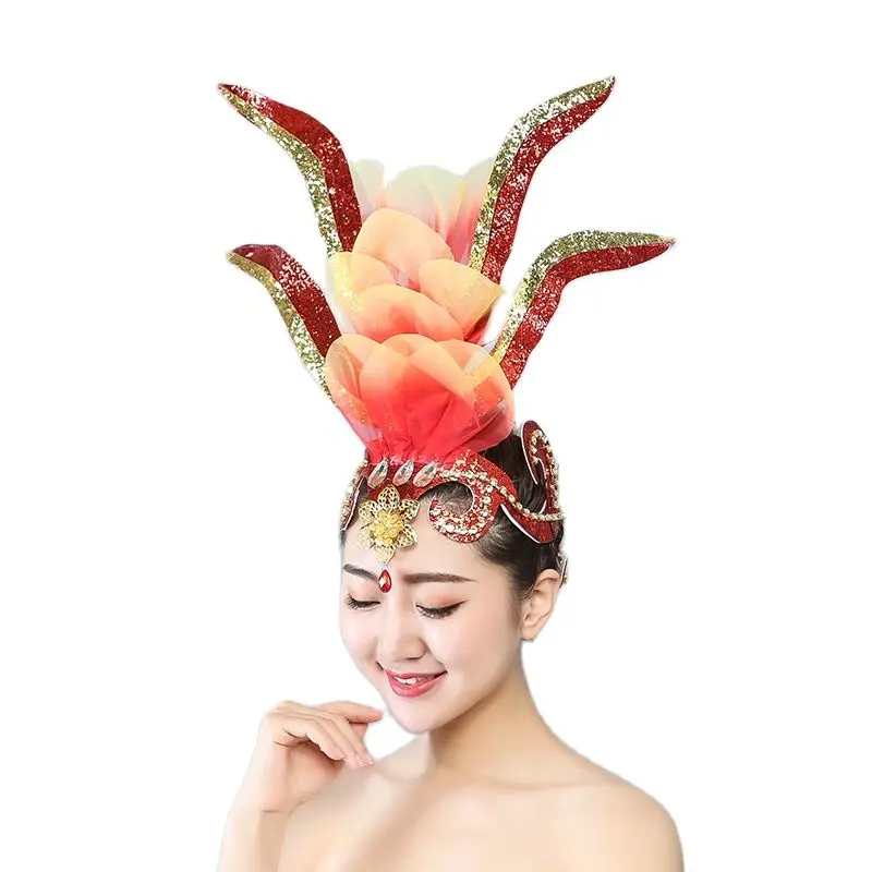 

Dance Headdress Stage Performance Headwear Opening Dance Accessories Square Dance Classical Head Acessorios Carnival