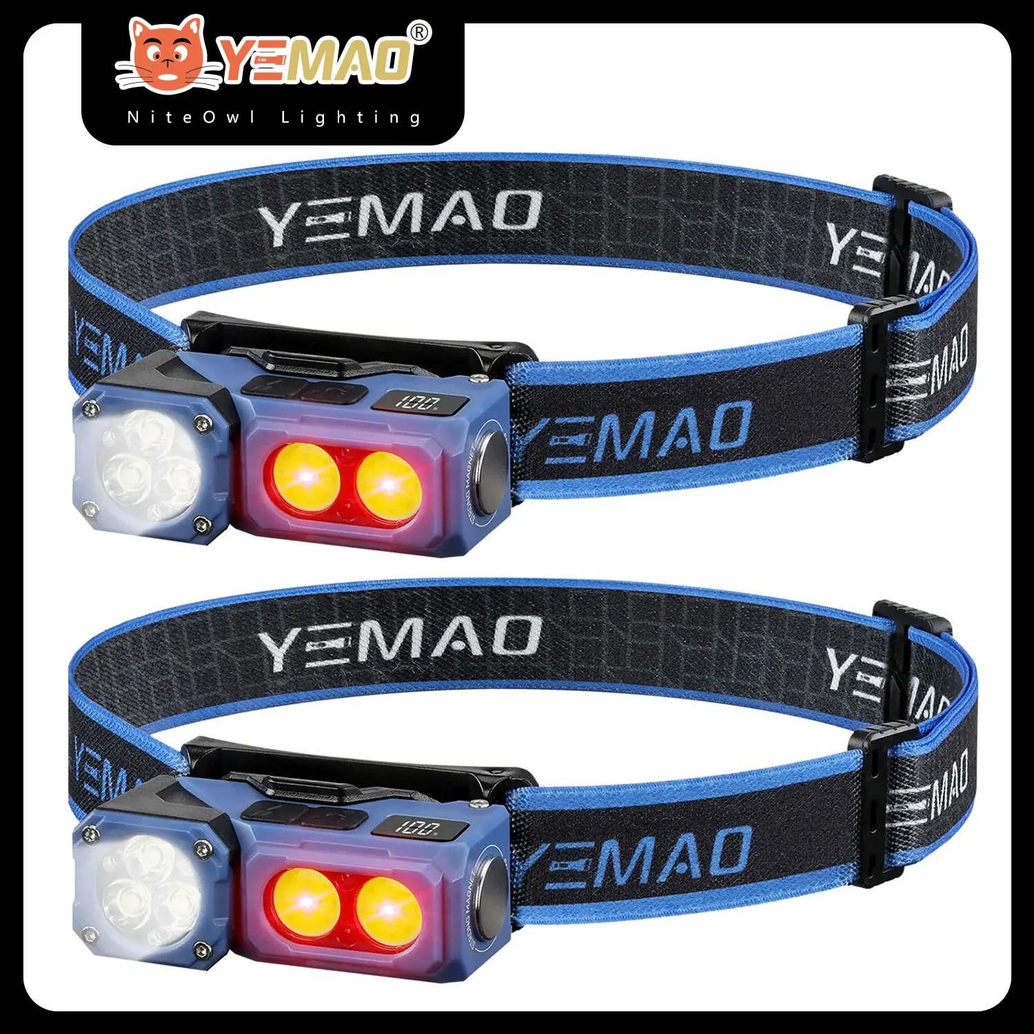 Фото YEMAO 500LM USB перезаряжаемый налобный фонарь светодиодные налобные фонари водостойкий фонарик налобный фонарь для кемпинга, бега, езды на велосипеде, рыбалки, налобный фонарь №1