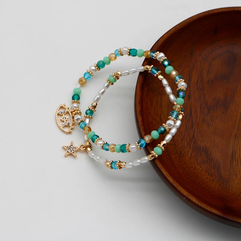 Набор из двух браслетов разных цветов для женщин в богемном стиле новый дизайн