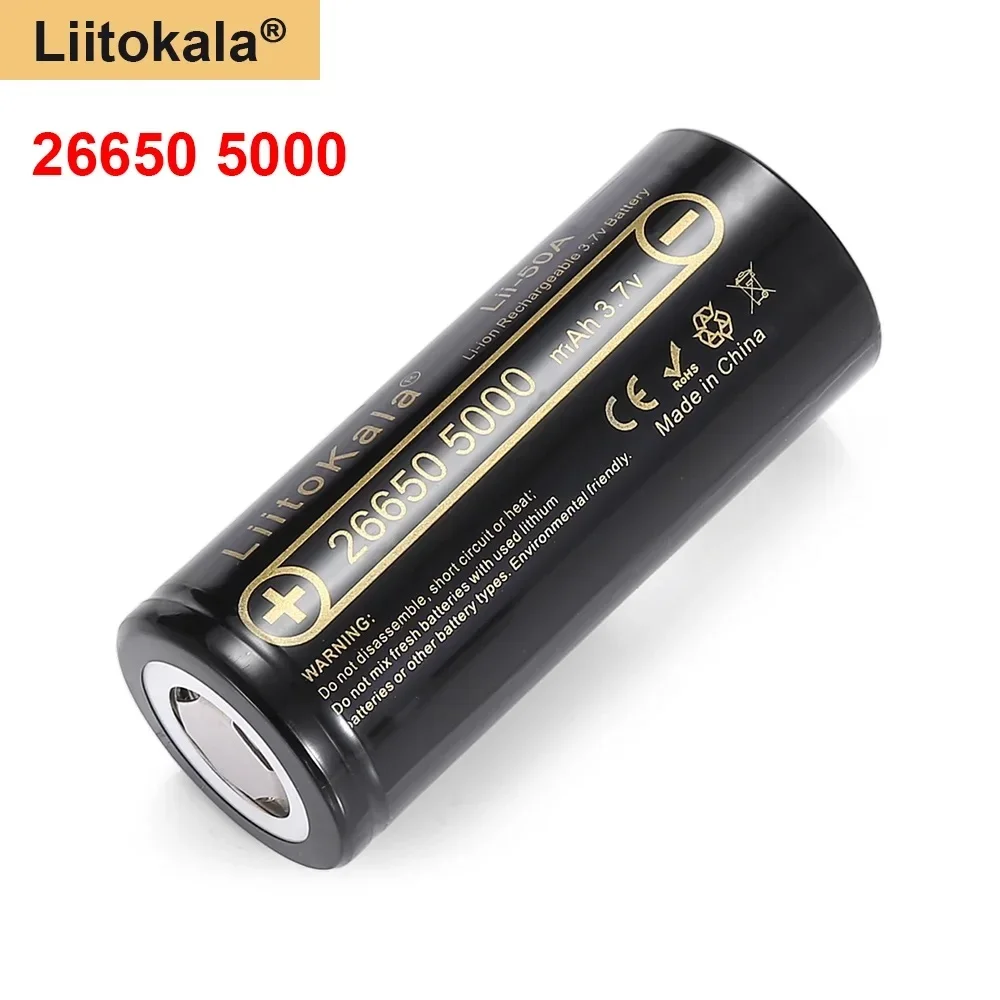 LiitoKala lii-50A 26650 5000 мАч литиевая батарея 3 7 В аккумуляторная подходит для фонарика