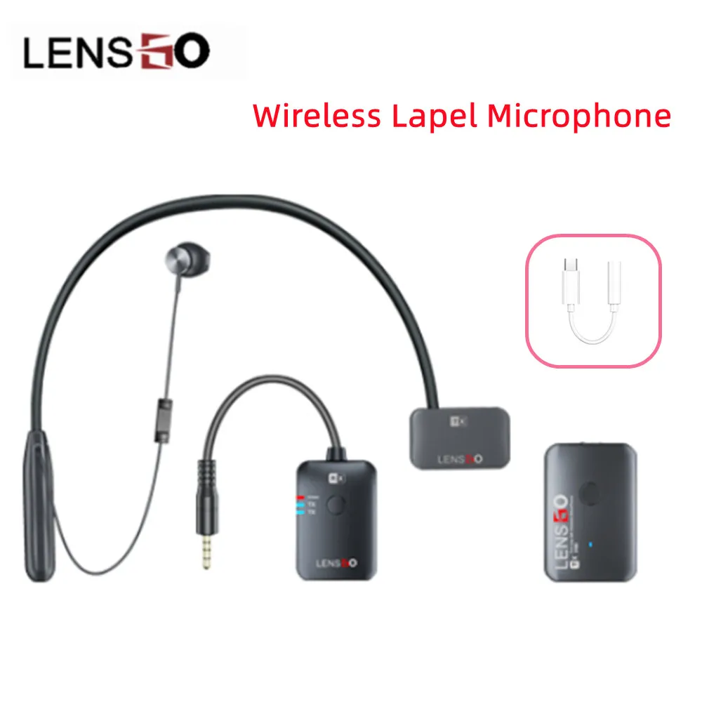 

LENSGO 318D Mini Neck Lavalier Microphone Wireless Lapel Microphone For Live Video Recording With 50m Noise Reduction Function
