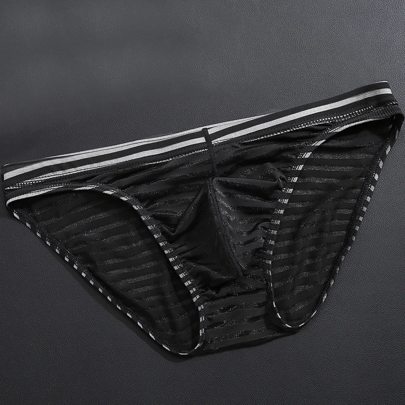 

Erotic Briefs Mesh Transparent Brief Ice Silk See-through Seamless Low Waist Underwear Men Sexy Teas Panties Underpants