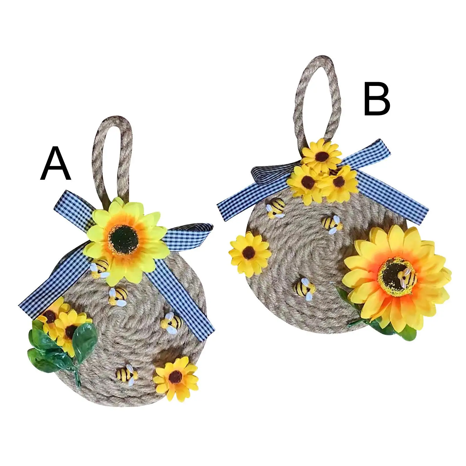 

Пчелиный Подсолнух, венок, приветствуются искусственные цветы, Настенная подвесная гирлянда, украшение для окна дома