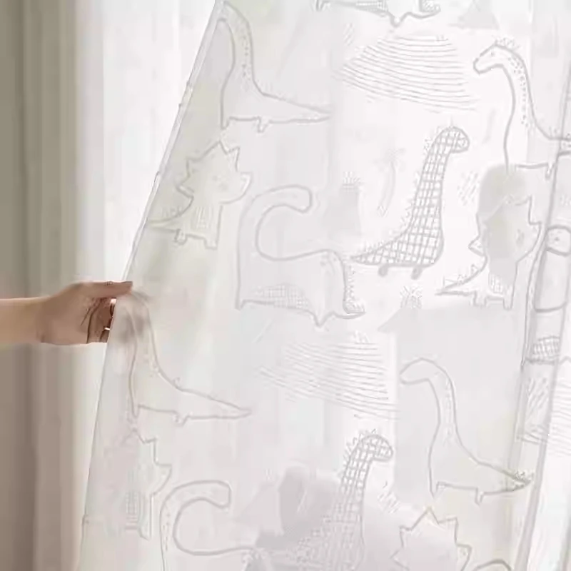 

AiFish белые 3D бархатные шторы с изображением динозавров