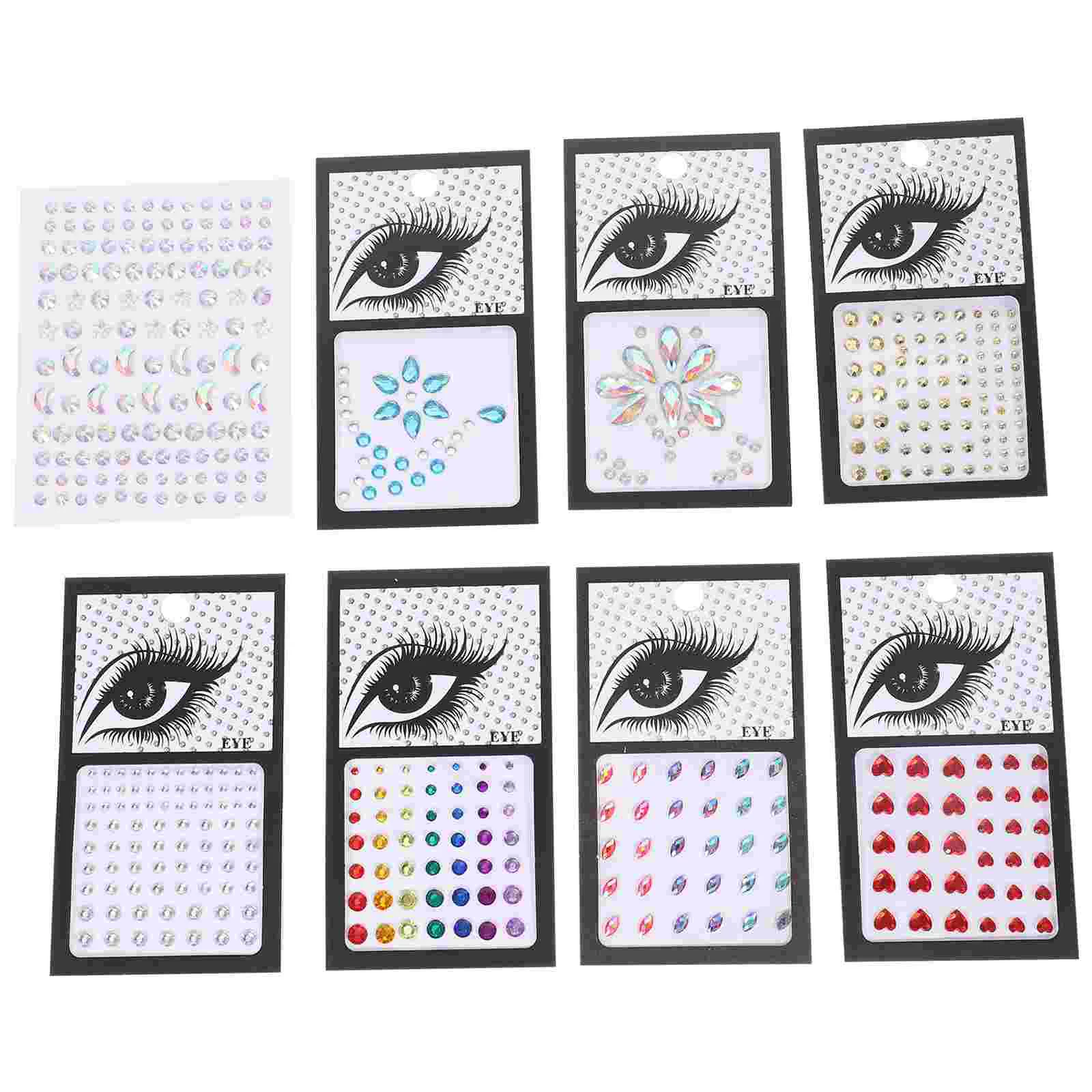 

8 Sheets Body Jewels Jewels Nails Facial Rhinestone Stickers Eyebrow Gems Makeup Face Decals Jewelry Rhinestones Child