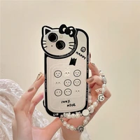 sanrio hello kitty cartoon creative lens phone cases for iphone 13 12 11 pro max xr xs max x lady girl anti drop soft tpu shell