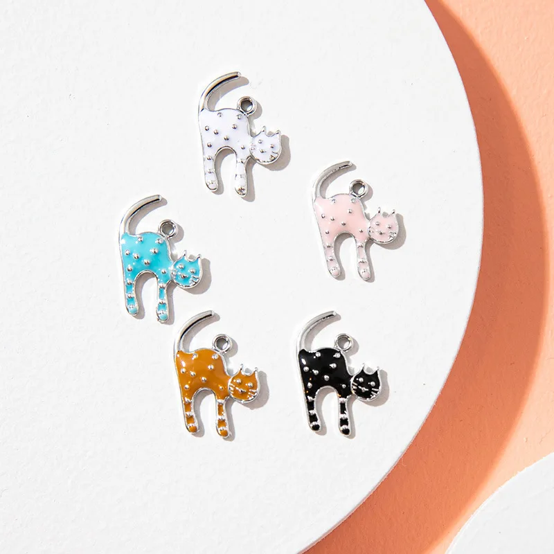 

10Pcs Gold Silver Plated Enamel Cat Charm Pendant for Jewelry Making Bracelet Necklace Earrings DIY Handmade Craft