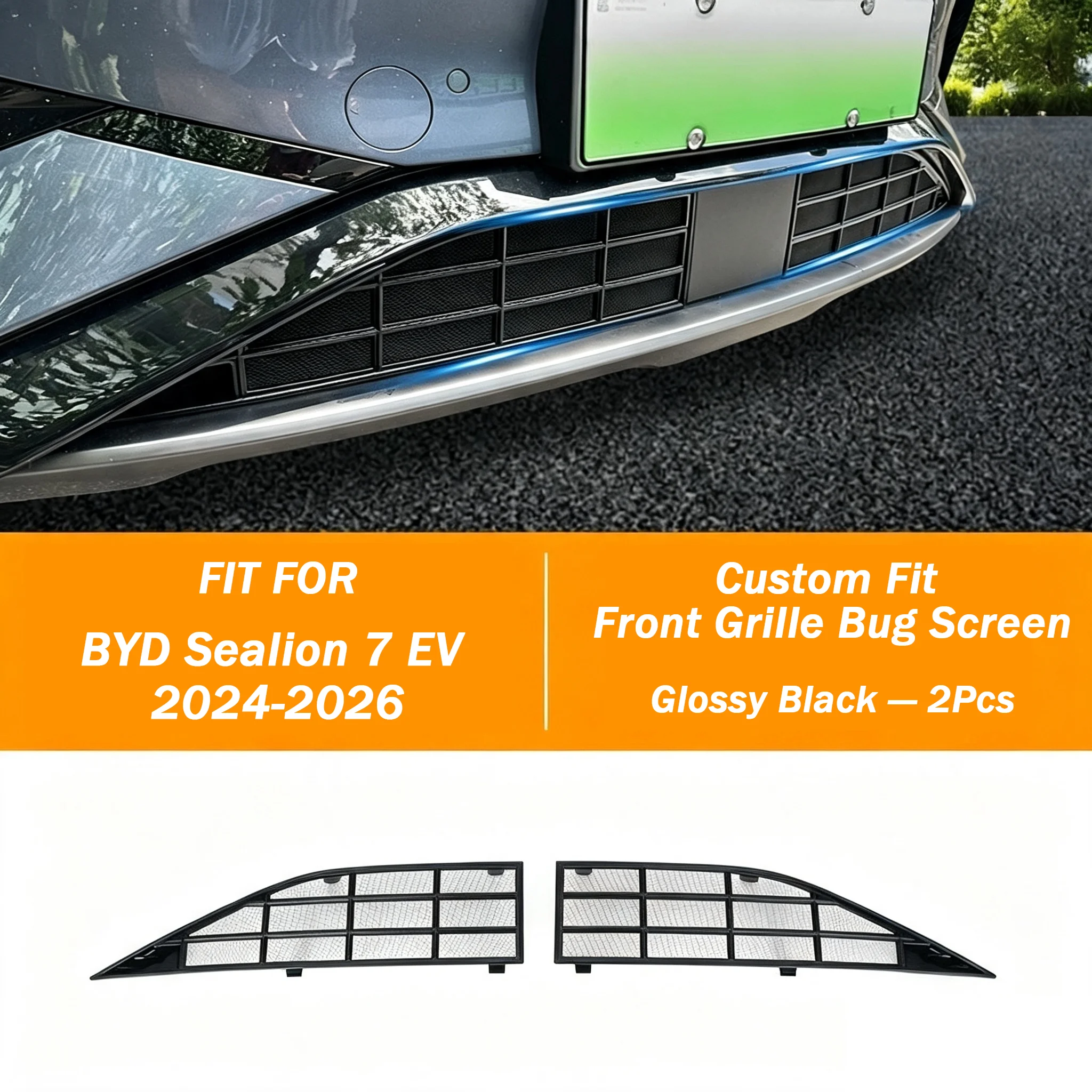 Фото Защитная сетка от насекомых для передней решетки BYD Sealion 7 EV 2024-2026, простая установка без сверления, аксессуар для экстерьера автомобиля №1