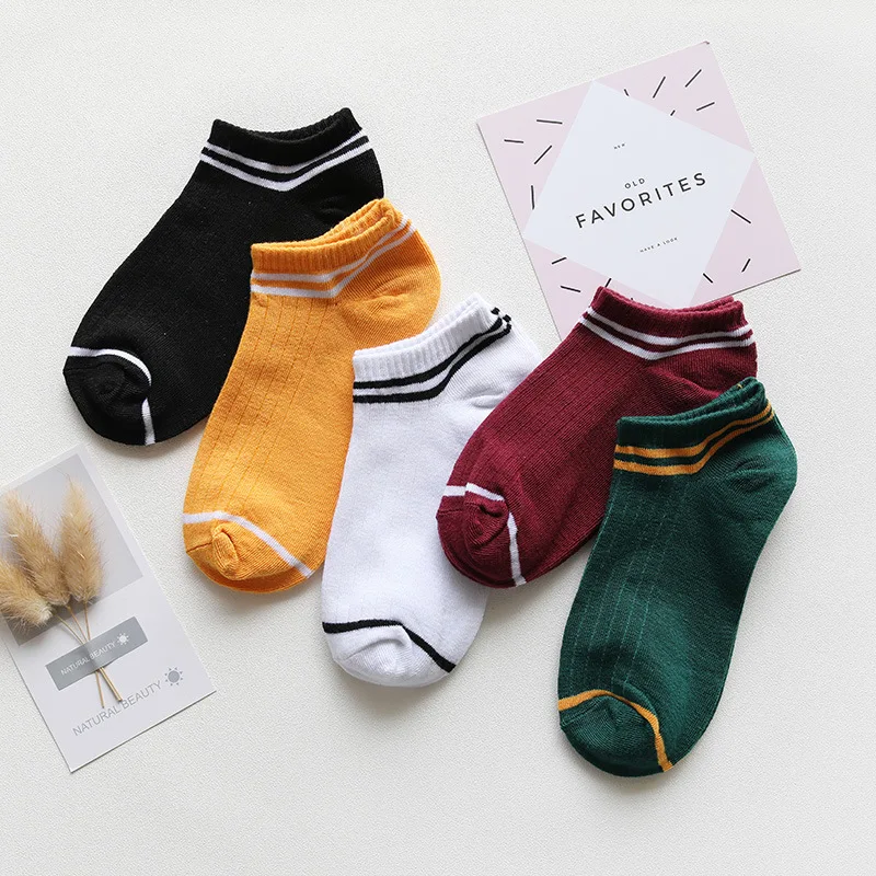 

Короткие носки с двумя барами, модные носки, спортивные женские носки-лодочки карамельных цветов в стиле Харадзюку для колледжа